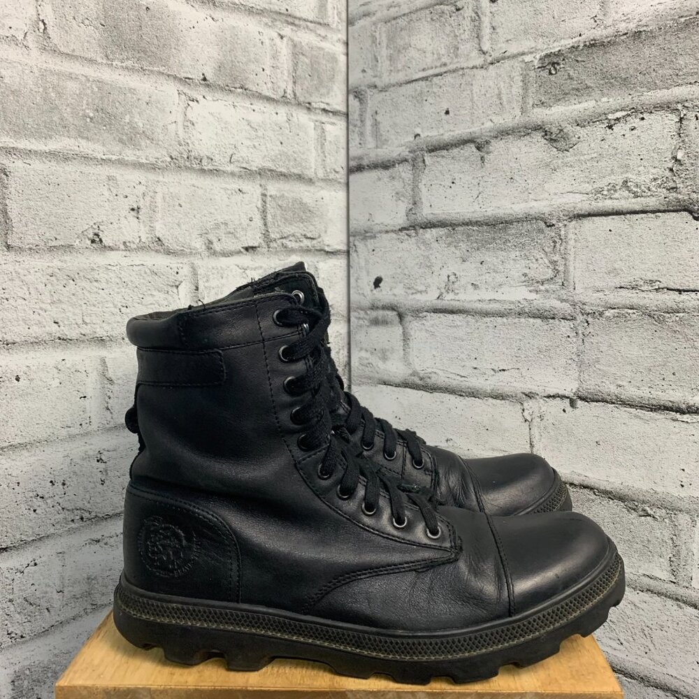 Diesel Butch Black Leather Lace Up Chucky Sole Y2K Combat Boots - Picture 3 of 15
